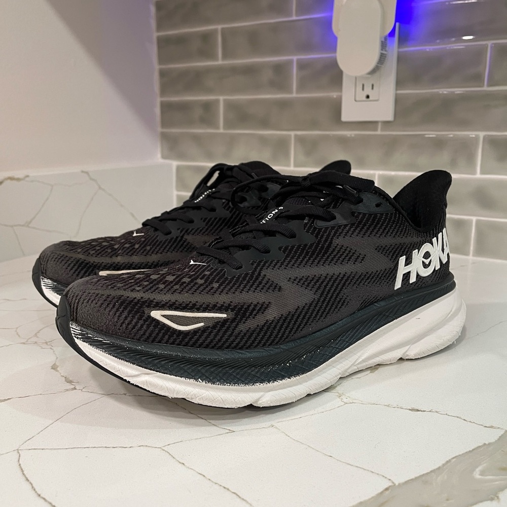 Hoka Black and White Men's Running Sneakers